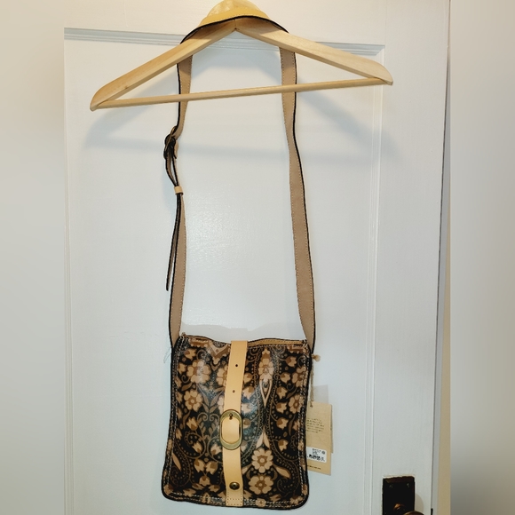 NWT-🤎-Patricia Nash Leather- Italian Folklore Stamped Messenger Cross Body Bag - Picture 6 of 13